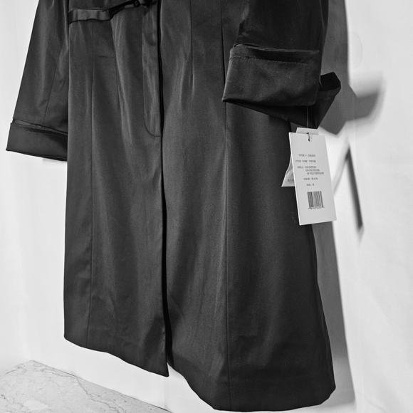 🛑 NWT Nine West Womens Black Cotton/Poly Blend Empire Waist Jacket Coat Med - Picture 5 of 9